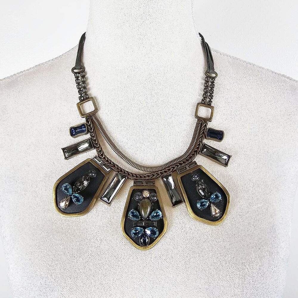 SILPADA K&R  Sparkling Crystal Labradorite Blue Streak Statement Bib Necklace